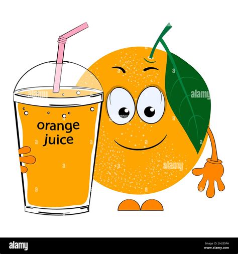 Zumo De Naranja Y Naranja De Dibujos Animados Ilustración Vectorial Imagen Vector De Stock Alamy