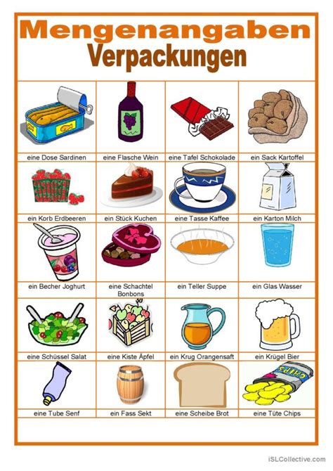 Essen Mengenangaben Verpackungen Deutsch Daf Arbeitsbl Tter Pdf Doc