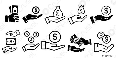 Simple Set Of Hand Holding Money Vector Icons Stock Vector 1564359