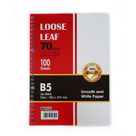 Jual Kertas Binder Loose Leaf B5 Polos 26 Ring Lubang 100 Lembar Isi