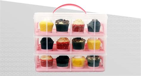 Oypla Pink 3 Tier 36 Cupcake Plastic Carrier Holder Storage Container