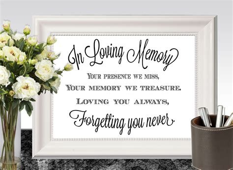 In Loving Memory of Print Memorial Table Wedding Memorial Sign - Etsy