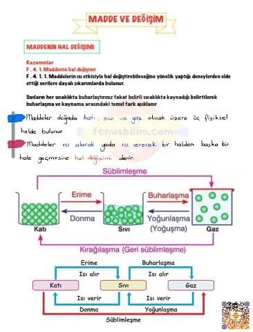 5 Sinif Madde Ve Degisim 1 Kisim Fenusbilim DERS NOTU