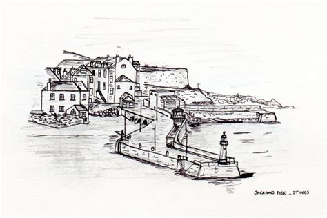 High Quality Prints Of Original Pencil And Ink Drawing Smeaton S Pier