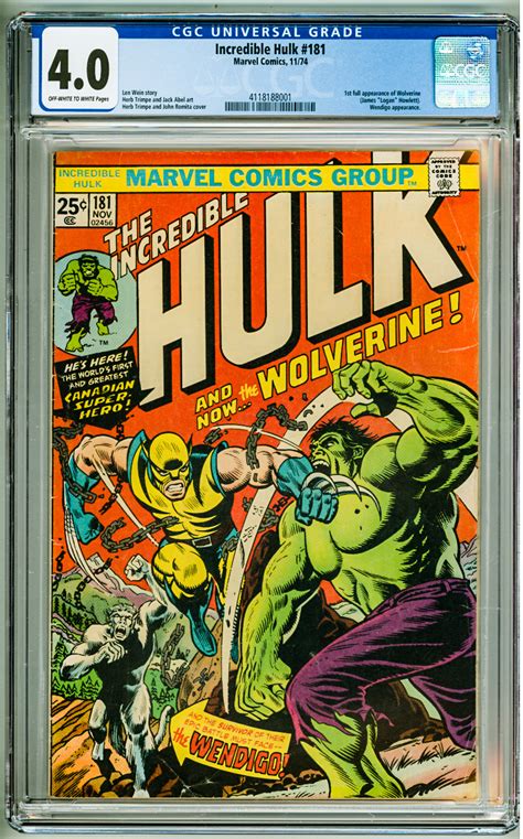 Incredible Hulk 181 CGC 4 0 OWW Pages 1st Full Appearance Of