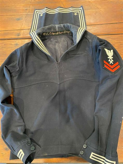 Vintage Wwii Us Navy Sailor Uniform Cracker Jack S W Patches