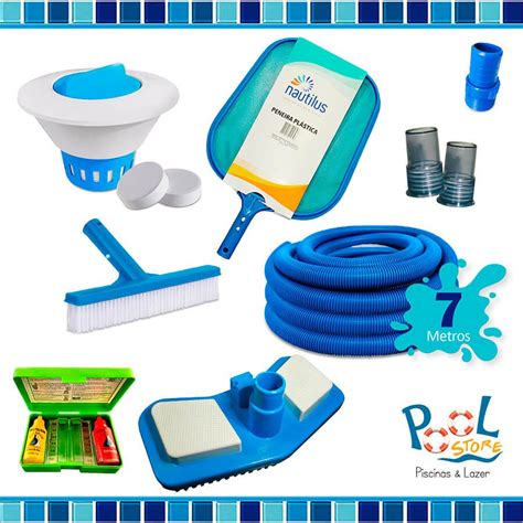 Kit Limpeza Piscina Completo C Mangueira 7 Metros Pool Store