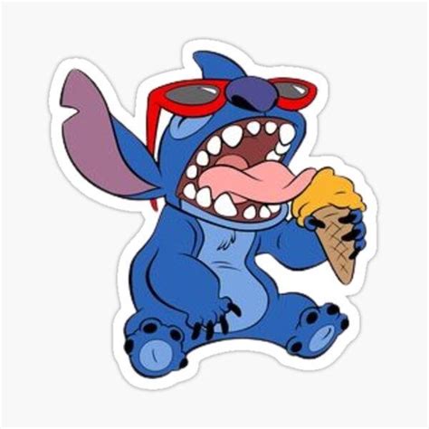 Stitch Eating Ice Cream Sticker For Sale By Craftylifea Em