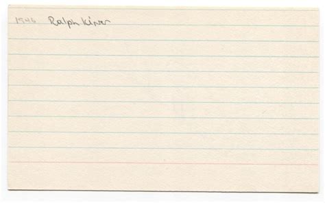 Ralph Kiner Signed X Index Card Baseball Autographed Pittsburgh