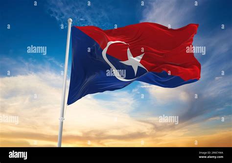 Official Flag Of Johor Bahru Johor Malaysia At Cloudy Sky Background