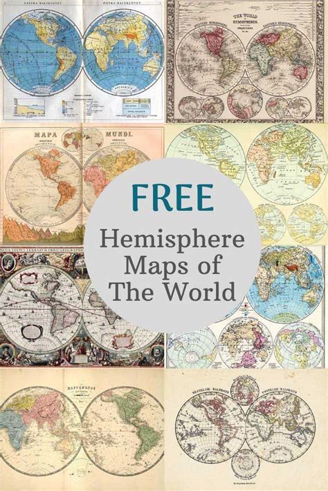 A Stunning Collection Of Vintage Hemisphere Maps Of The World Western Eastern Northern