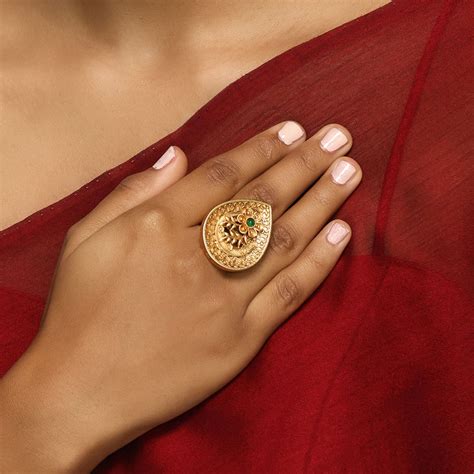 Buy Azai By Nykaa Fashion Traditional Festive Gold Plated Temple Ring