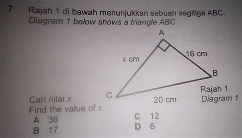 Solved 7 Rajah 1 Di Bawah Menunjukkan Sebuah Segitiga ABC Diagram 1