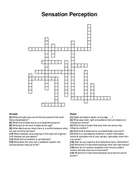 Sensation Perception Crossword Puzzle