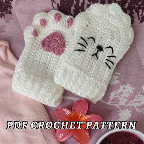 Cat Paw Fingerless Gloves Crochet Pattern Mystical Mitts Crochet