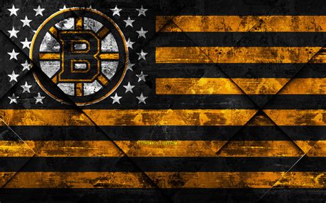 Download Wallpapers Boston Bruins 4k American Hockey Club Grunge Art