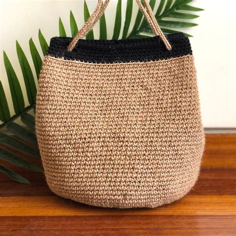 Jute Bucket Bag Size M Etsy