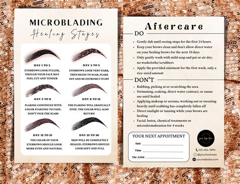 Editable Eyebrows Aftercare Card Diy Pmu Microblading Etsy Canada