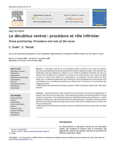 Le D Cubitus Ventral Proc Dure Et R Le Infirmier