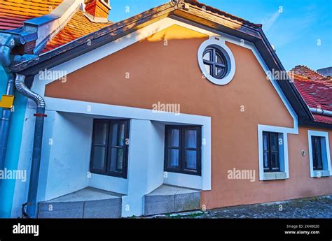 The Scenic Facade Of The Living House On The Old Street In Szentendre