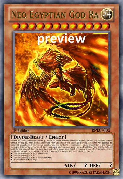 Neo Egyptian God Ra Orica Custom Card Obelisk Tormentor Winged Etsy