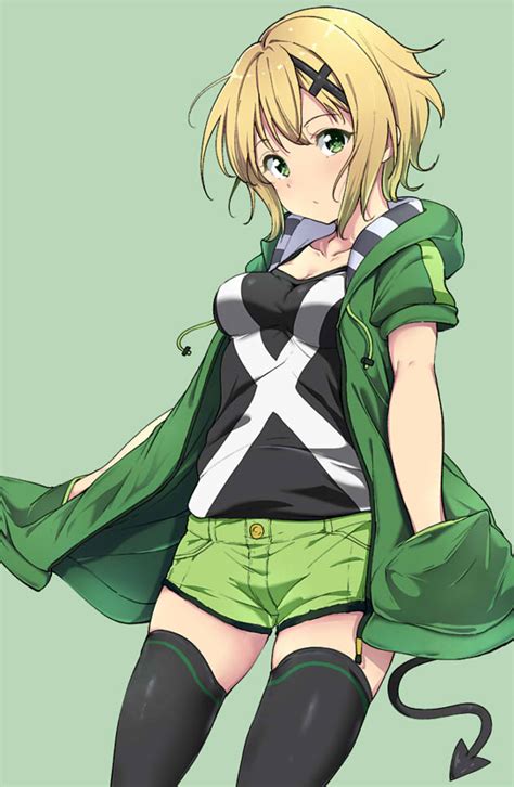 Safebooru 1girl Akatsuki Kirika Alp Blonde Hair Blush Breasts Brown Eyes Brown Hair Green Eyes