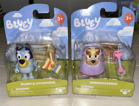 BLUEY GRANNIES BLUEY Bingo Mini Figure 2 Pack Set Moose Disney With