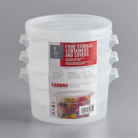 Cambro 2 Qt Translucent Round Food Storage Container With Red