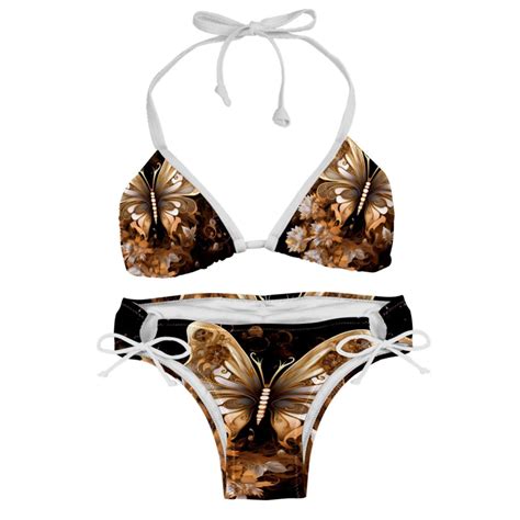 Butterfly Fission Diagram Detachable Sponge Adjustable Strap Bikini Set