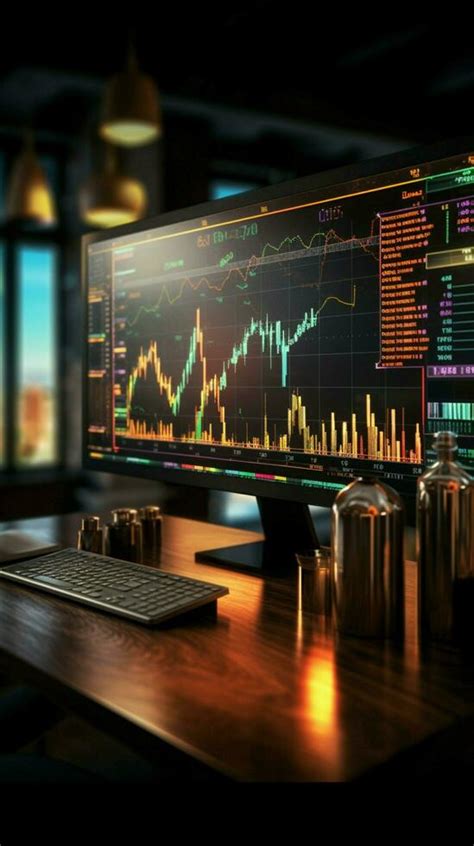 Stock market investment and trading portrayed through a graphical chart ...