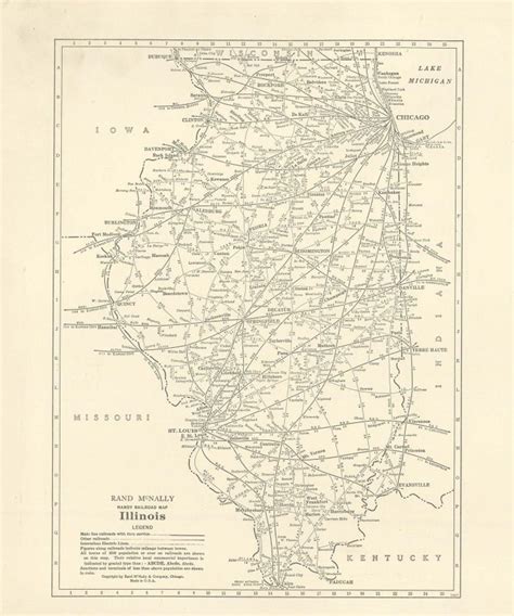 Mcnallys 1928 Railroad Map Of Illinois Art Source International