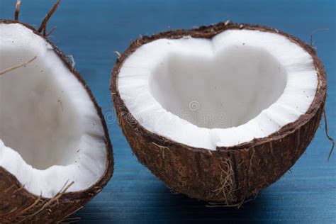 Chopped Coconut Coconut Halves Shape Heart Blu Stock Photos - Free ...