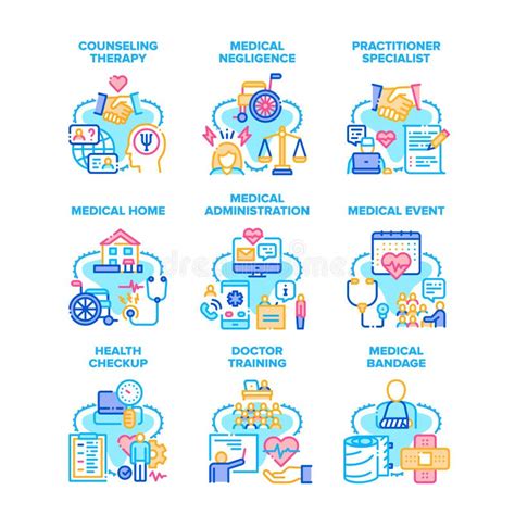 Health Checkup Set Icons Vector Illustrations Stock Vector