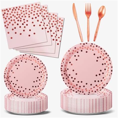 Jlngthong Pink Party Plates Cups And Napkins Disposable Plates Pink