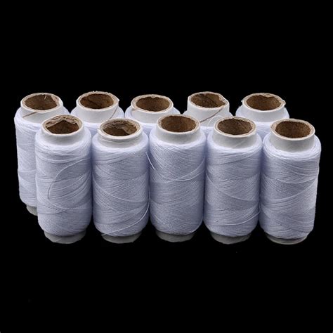 10pcs White Polyester Sewing Thread Strong Durable Sewing Threads Hand