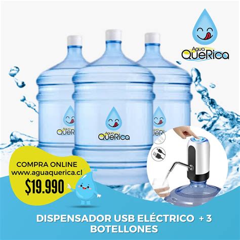 Dispensador USB 3 Botellones Con Agua Purificada AGUA QUE RICA