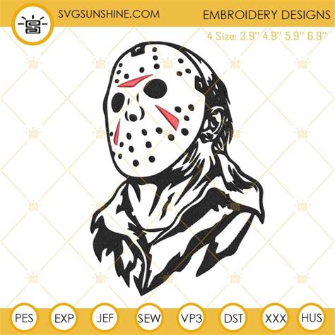 Jason Voorhees Embroidery Designs Camp Crystal Lake Friday The 13th