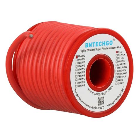 BNTECHGO Carrete De Alambre De Silicona Calibre 12 Rojo Y Negro Cada