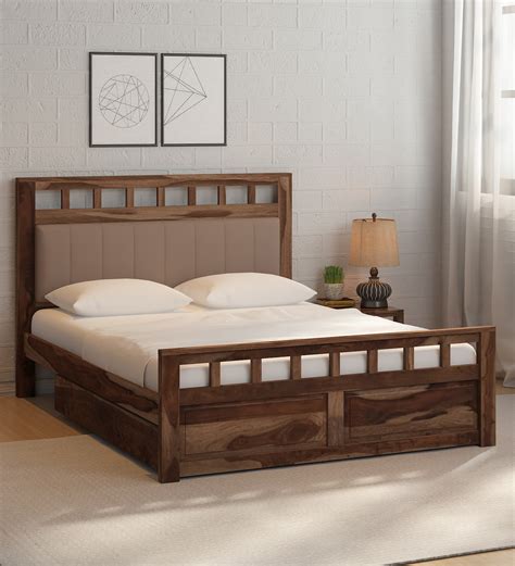 Buy Ulyano Sheesham Wood Queen Size Bed In Scratch Resistant Rustic