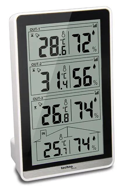 TECHNOLINE WS 7060 Digitales Funk Thermometer Hygrometer Inkl 3