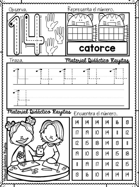 Número Catorce Ficha Interactiva Topworksheets