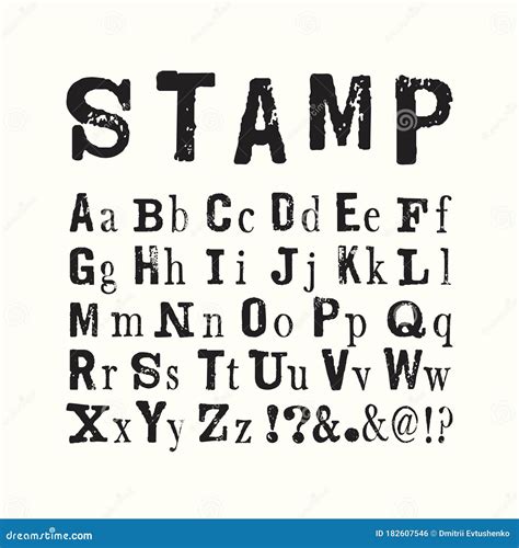 Vector Latin Stamp Font Vector Stamp Abc With Grunge Texture Stock