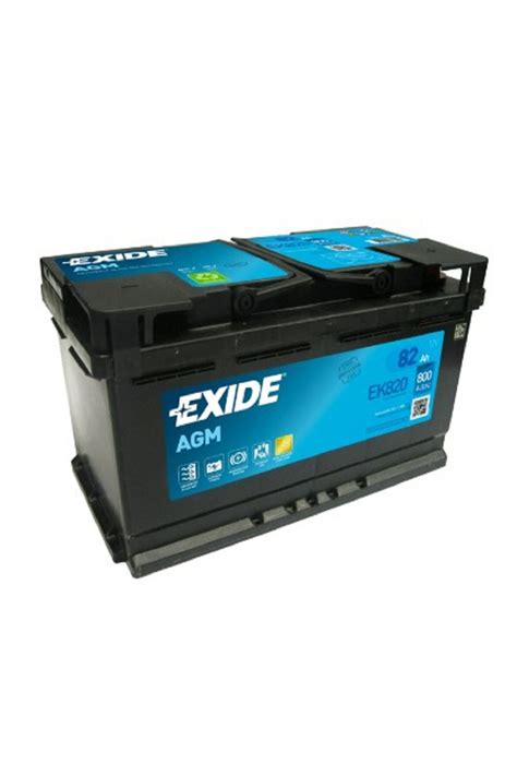 Exide Ek820 12v 82 Amper Agm Start Stop Otomobil Aküsü 800a 315x175x190