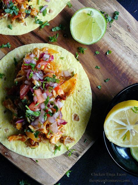 Chicken Tinga Tacos With Roasted Poblano Salsa The Spice Adventuress