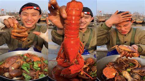 Fisherman Dagang Eats Lobster Conch Octopus Bread Crab Swimming