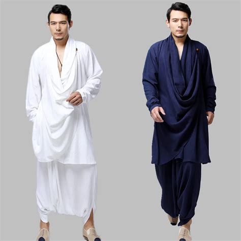 Men Yoga Set Linen Meditation Kungfu Martial Arts Tai Chi Uniforms