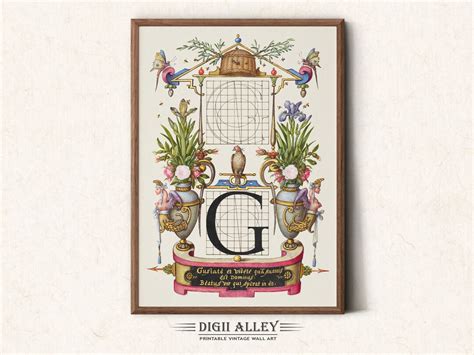 Letter G Calligraphy Alphabet Printable Digital Download, Vintage ...