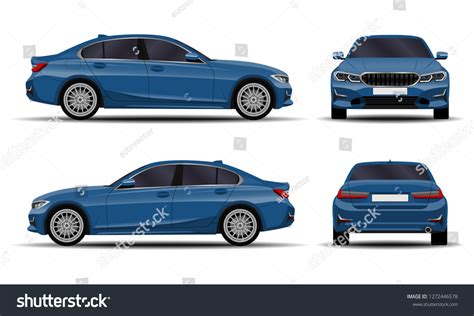 Realistic Car Sedan Front View Side Stock Vector Royalty Free