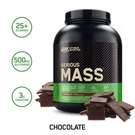 Optimum Nutrition Serious Mass Weight Gainer Protein Powder Chocolate 6 Pound Packaging May