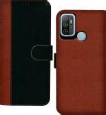 Buy Hupshy Oppo A Black And Brown Leather Back Cover Pack Of